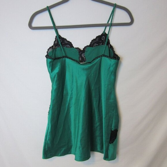 Victoria Secret Slip Gold Label Vintage Green Sleep Dress Black Lace Medium - Picture 5 of 6